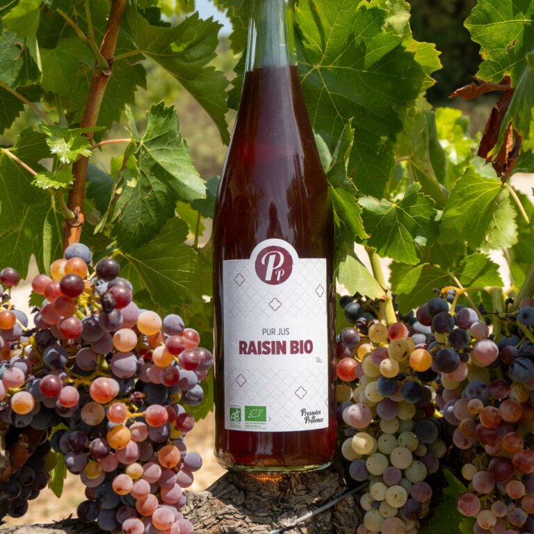 bouteille d'un pur jus de raisin